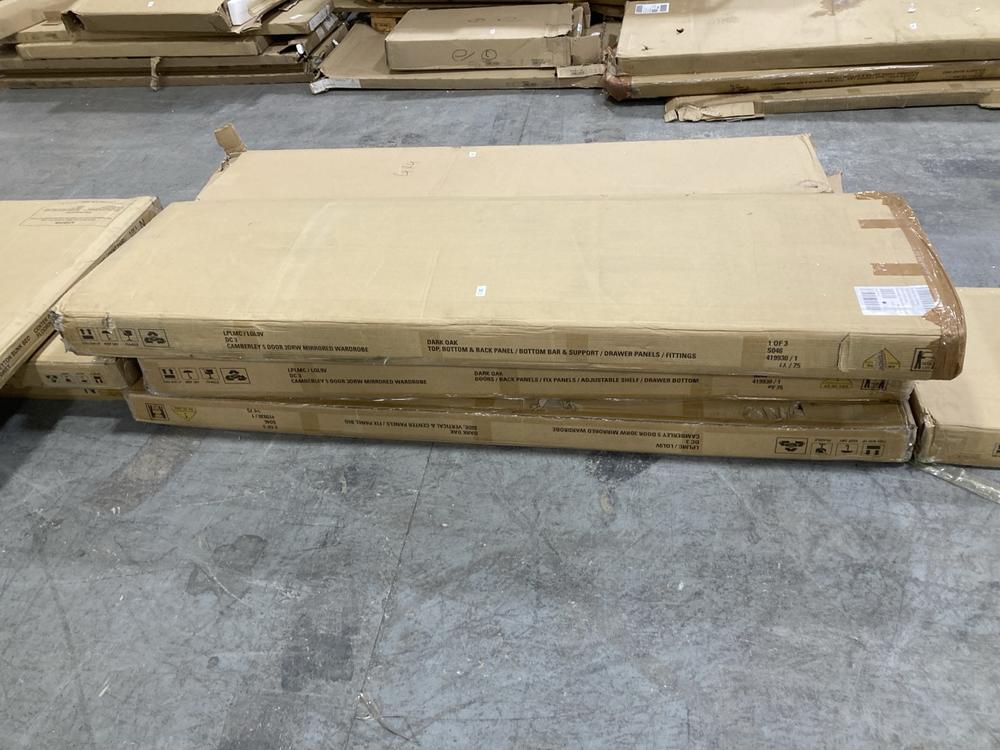 Lot 890  
            Chesterfield SR38 - Collection 

                
CAMBERLEY 5 DOOR 3 DRAWER MIRRORED WARDROBE IN DARK OAK - ORIGINAL RRP £499 (COLL...