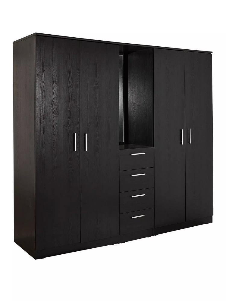 Lot 899  
            Chesterfield SR38 - Collection 

                
PANAMA 4 DOOR, 4 DRAWER COMBI FITMENT WARDROBE WITH MIRROR IN BLACK *MISSING BOX ...
