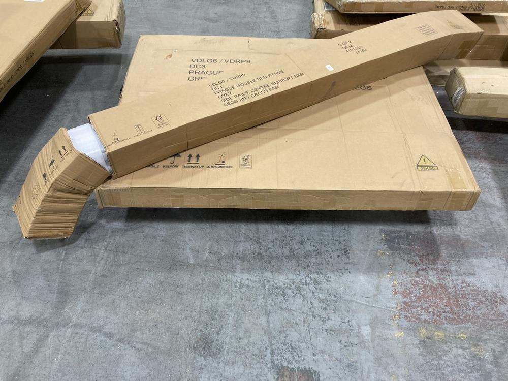 Lot 917  
            Chesterfield SR38 - Collection or Optional Delivery Available 

                
PRAGUE DOUBLE BED FRAME IN GREY (LOCATION: SR38 A11) (VDLG6)