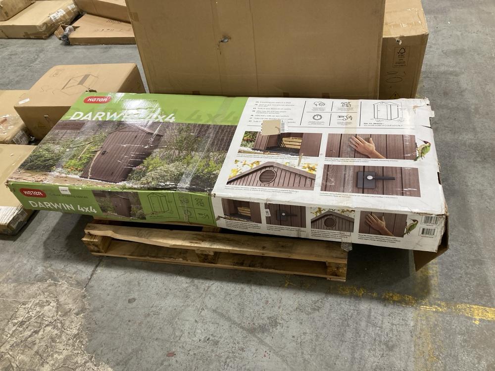 Lot 939  
            Chesterfield SR38 - Collection or Optional Delivery Available 

                
KETER DARWIN 4X4 OUTDOOR GARDEN STORAGE IN BROWN (LOCATION: SR38 A12)