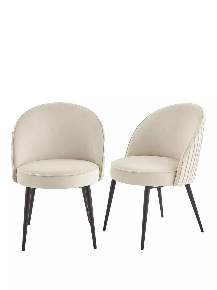 Lot 945  
            Chesterfield SR38 - Collection or Optional Delivery Available 

                
MIA PAIR OF PLEATED DINING CHAIRS IN CHAMPAGNE - ORIGINAL RRP £229 (LOCATION: SR3...