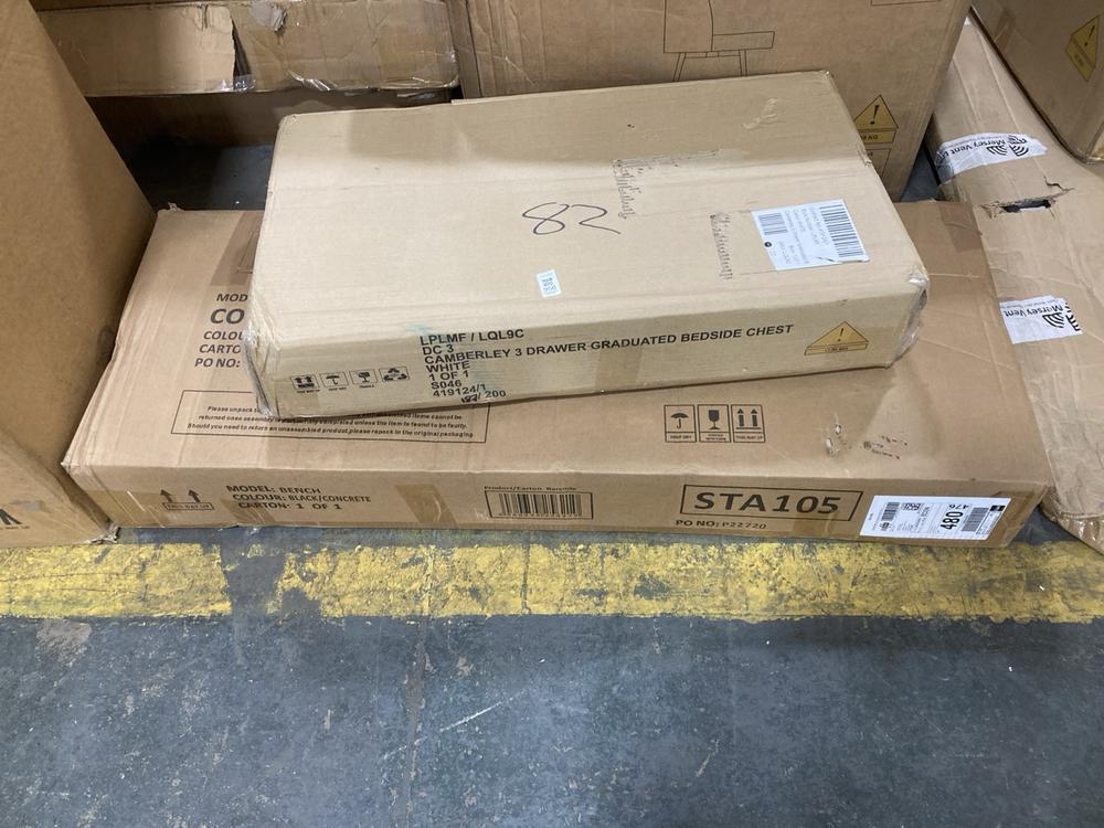 Lot 958  
            Chesterfield SR38 - Collection or Optional Delivery Available 

                
CAMBERLEY 3 DRAWER GRADUATED BEDSIDE CHEST IN WHITE - ORIGINAL RRP £69 TO INCLUDE...