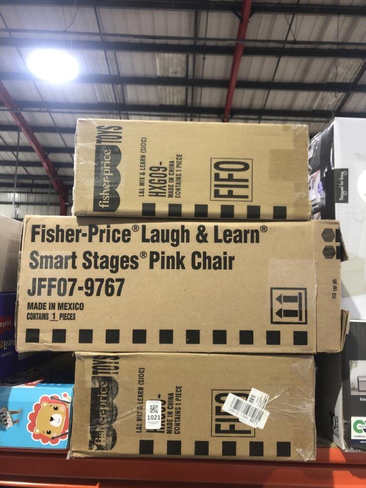 Lot 1021  
            Chesterfield SR45 - Parcel Delivery Only 

                
3X ASSORTED TOYS TO INCLUDE FISHER-PRICE LAUGH & LEARN SMART STAGES PINK CHAIR (L...