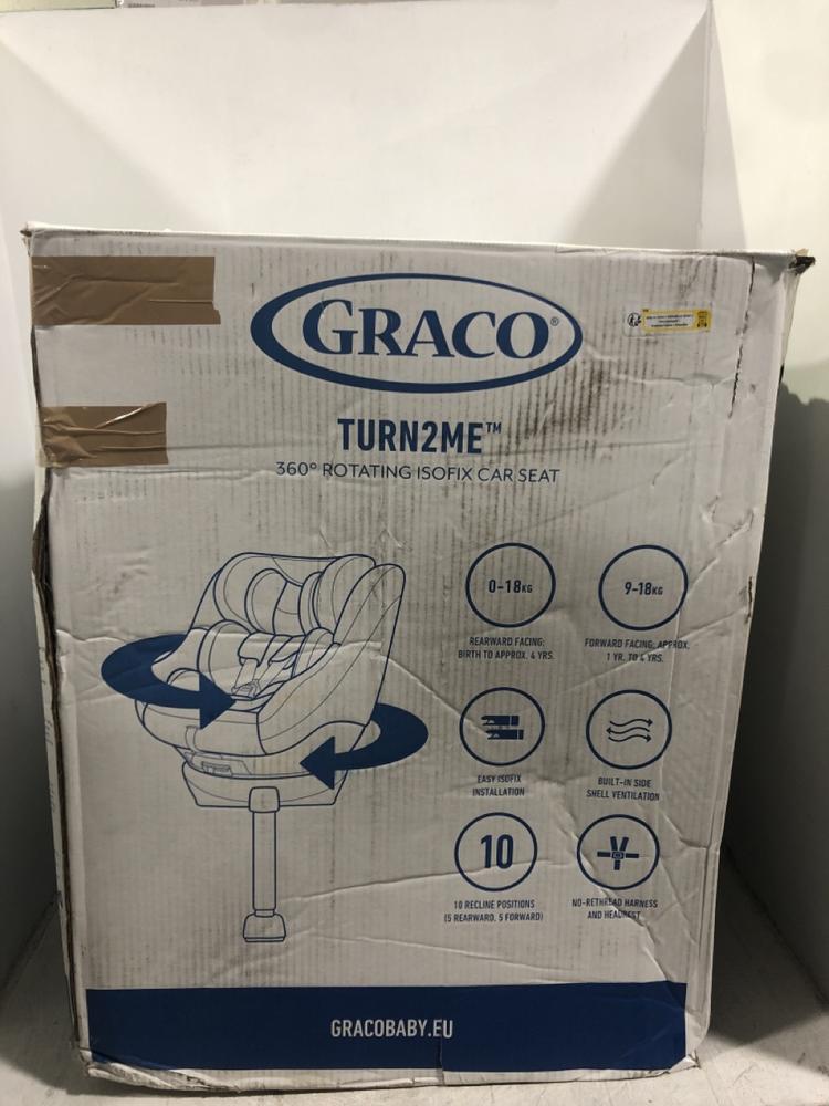Lot 1036  
            Chesterfield SR45 - Parcel Delivery Only 

                
GRACO TURN2ME 360 ROTATING ISOFIX CAR SEAT (LOCATION: D9)