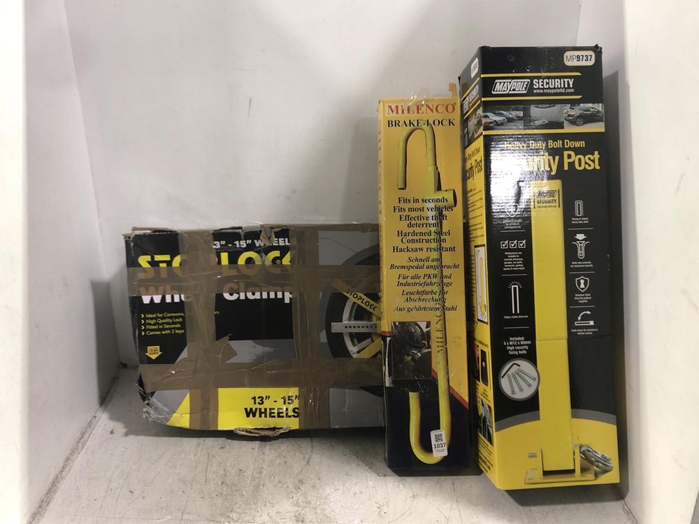 Lot 1037  
            Chesterfield SR45 - Parcel Delivery Only 

                
3X ASSORTED ITEMS TO INCLUDE MAYPOLE HEAVY DUTY BOLT DOWN SECURITY POST (LOCATION...