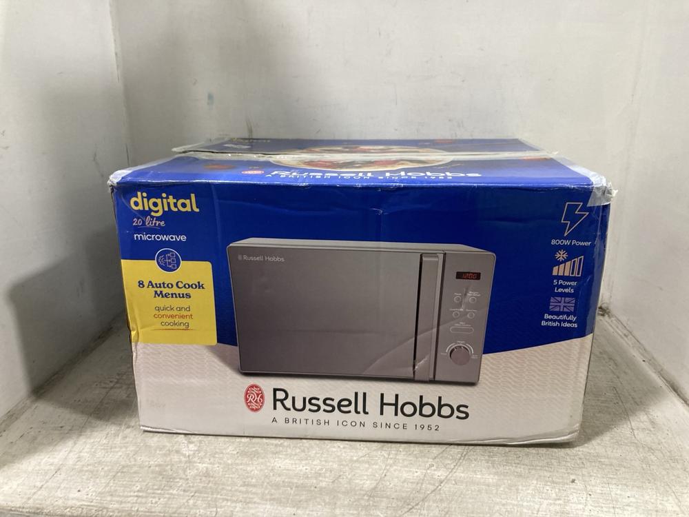 Lot 1054  
            Chesterfield SR45 - Parcel Delivery Only 

                
RUSSELL HOBBS DIGITAL MICRWAVE RHM2076S (LOCATION: D10)