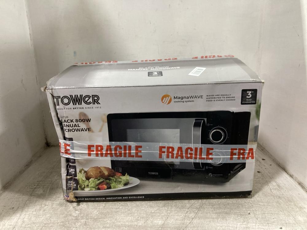 Lot 1059  
            Chesterfield SR45 - Parcel Delivery Only 

                
TOWER 20 LITRE BLACK 800W MANUAL MICROWAVE (LOCATION: D10)