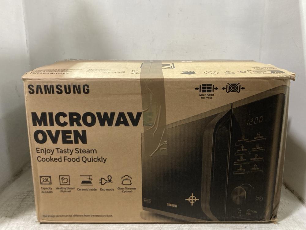 Lot 1060  
            Chesterfield SR45 - Parcel Delivery Only 

                
SAMSUNG MICROWAVE OVEN MS23K3513AK (LOCATION: D10)