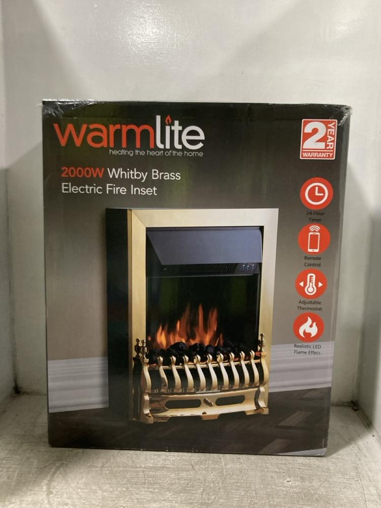 Lot 1065  
            Chesterfield SR45 - Parcel Delivery Only 

                
WARMLITE 2000W WHITBY BRASS ELECTRIC FIRE INSET (LOCATION: D10)