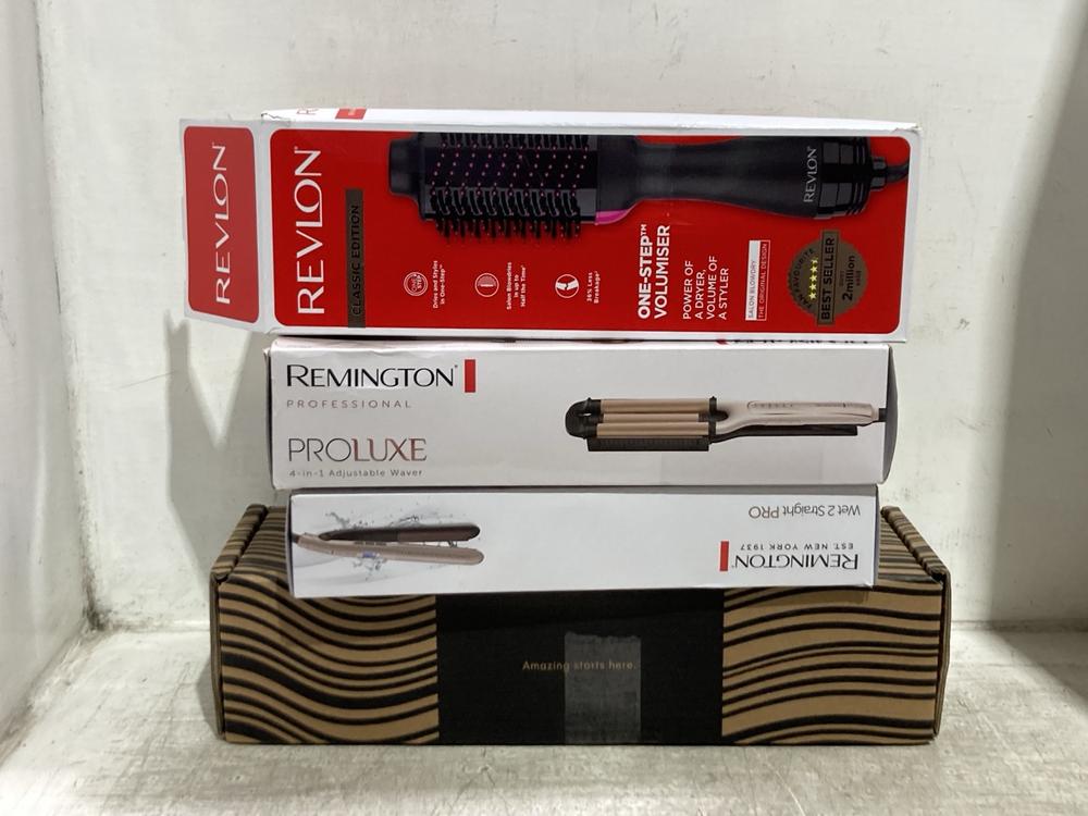 Lot 1071  
            Chesterfield SR45 - Parcel Delivery Only 

                
4X ASSORTED BEAUTY ITEMS TO INCLUDE REMMINGTON WET 2 STRAIGHT PRO HIR STRAIGHTENE...