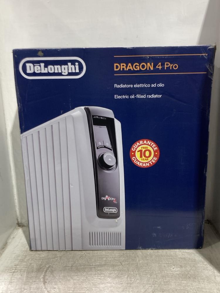 Lot 1079  
            Chesterfield SR45 - Parcel Delivery Only 

                
DELONGHI DRAGON 4 PRO OIL FILLED ELECTRIC RADIATOR ORIGINAL RRP £159 (LOCATION: C1)