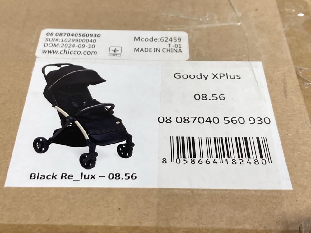 Lot 1080  
            Chesterfield SR45 - Parcel Delivery Only 

                
CHICCO GOODY XPLUS BLACK STROLLER (LOCATION: C1)