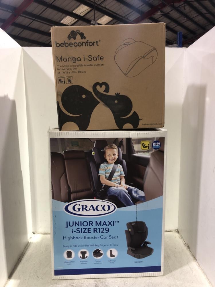 Lot 1095  
            Chesterfield SR45 - Parcel Delivery Only 

                
GRACO JUNIOR ISIZE R29 HIGHBACK BOOSTER SEAT TO INCLUDE BEBECONFORT MANGA I SAFE ...