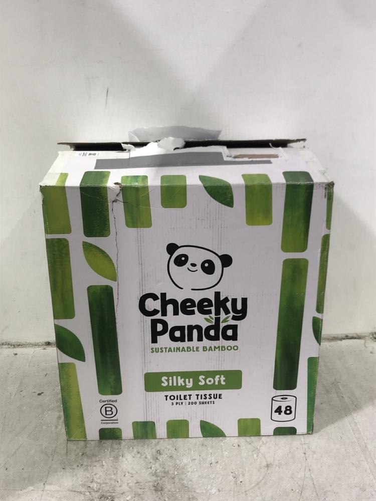 Lot 1101  
            Chesterfield SR45 - Parcel Delivery Only 

                
CHEEKY PANDA SILKY SOFT TOILET TISSUE 48 ROLLS 3 PLY 200 SHEETS (LOCATION: C2)