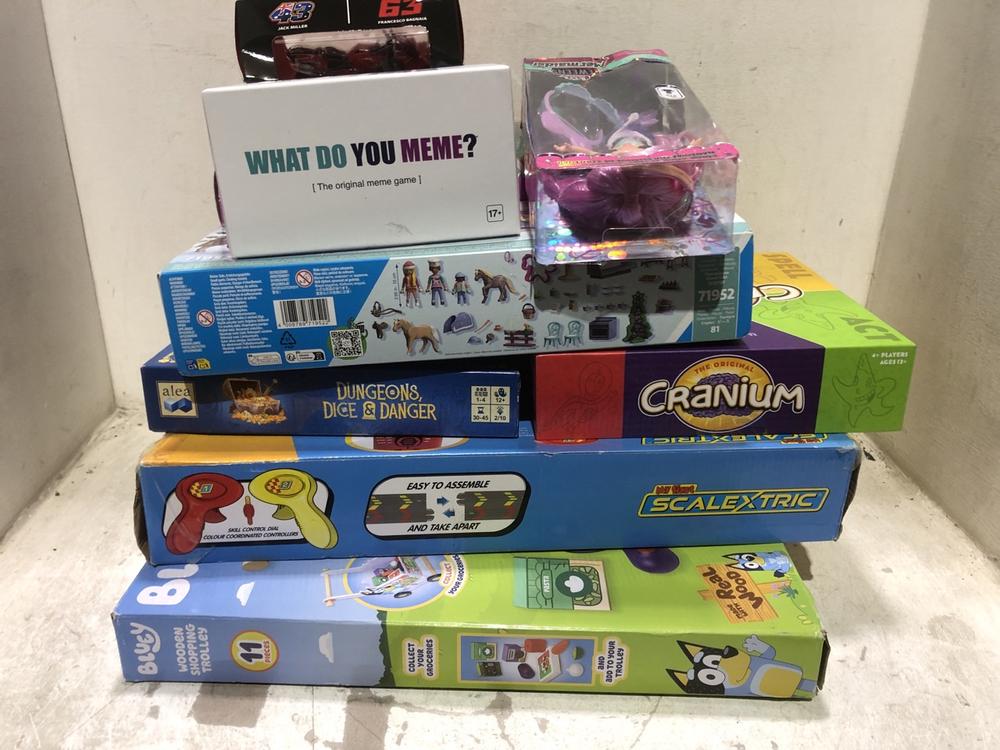 Lot 1110  
            Chesterfield SR45 - Parcel Delivery Only 

                
8X ASSORTED TOYS TO INLUDE BLUEY WOODEN SHOPPING TROLLEY (LOCATION: C3)