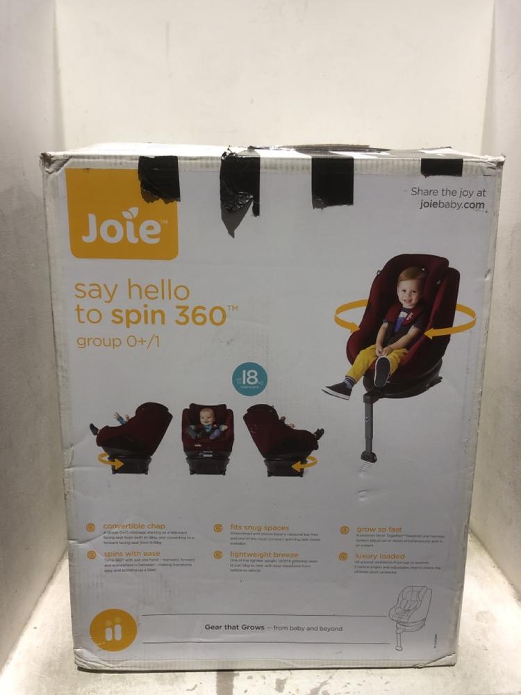 Lot 1119  
            Chesterfield SR45 - Parcel Delivery Only 

                
JOIE MEET SPIN 360 CAR SEAT (LOCATION: C3)