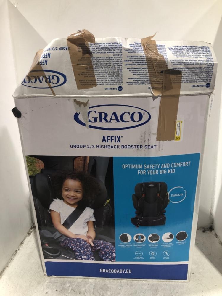 Lot 1143  
            Chesterfield SR45 - Parcel Delivery Only 

                
GRACO AFFIX GROUP 2/3 HIGHBACK BOOSTER SEAT (LOCATION: C4)