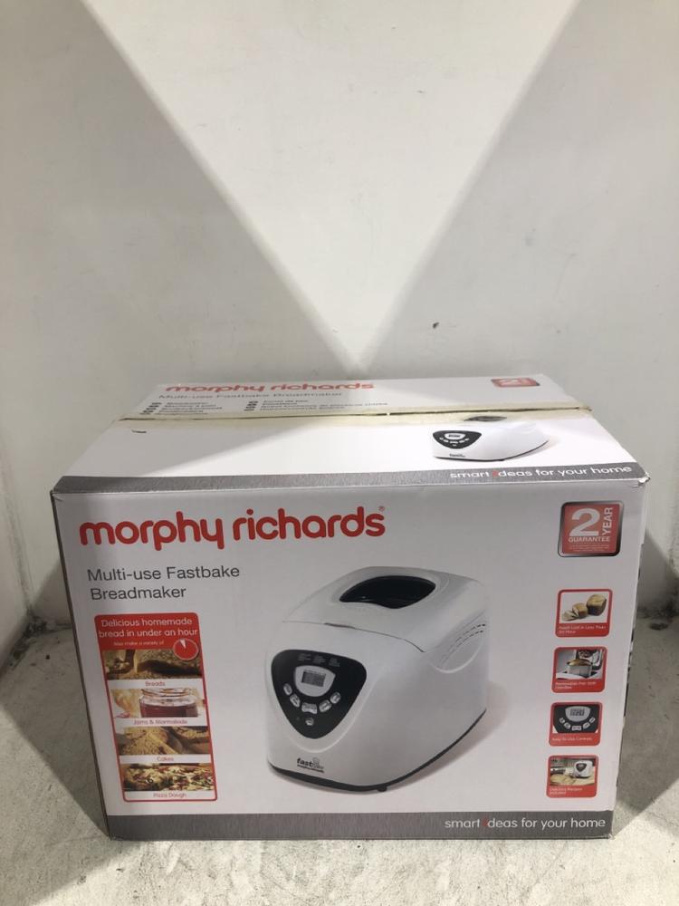 Lot 1145  
            Chesterfield SR45 - Parcel Delivery Only 

                
MORPHY RICHARDS BREADMAKER FASTBAKE MULTI-USE (LOCATION: C4)