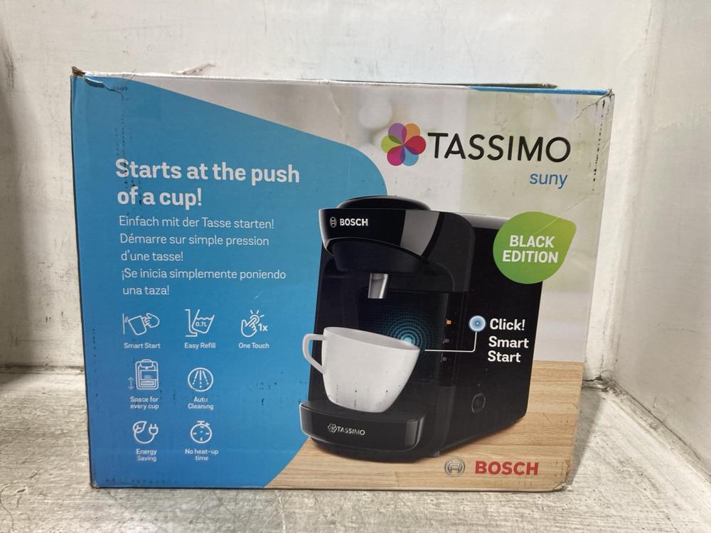 Lot 1148  
            Chesterfield SR45 - Parcel Delivery Only 

                
BOSCH TASSIMO SUNY (LOCATION: C5)