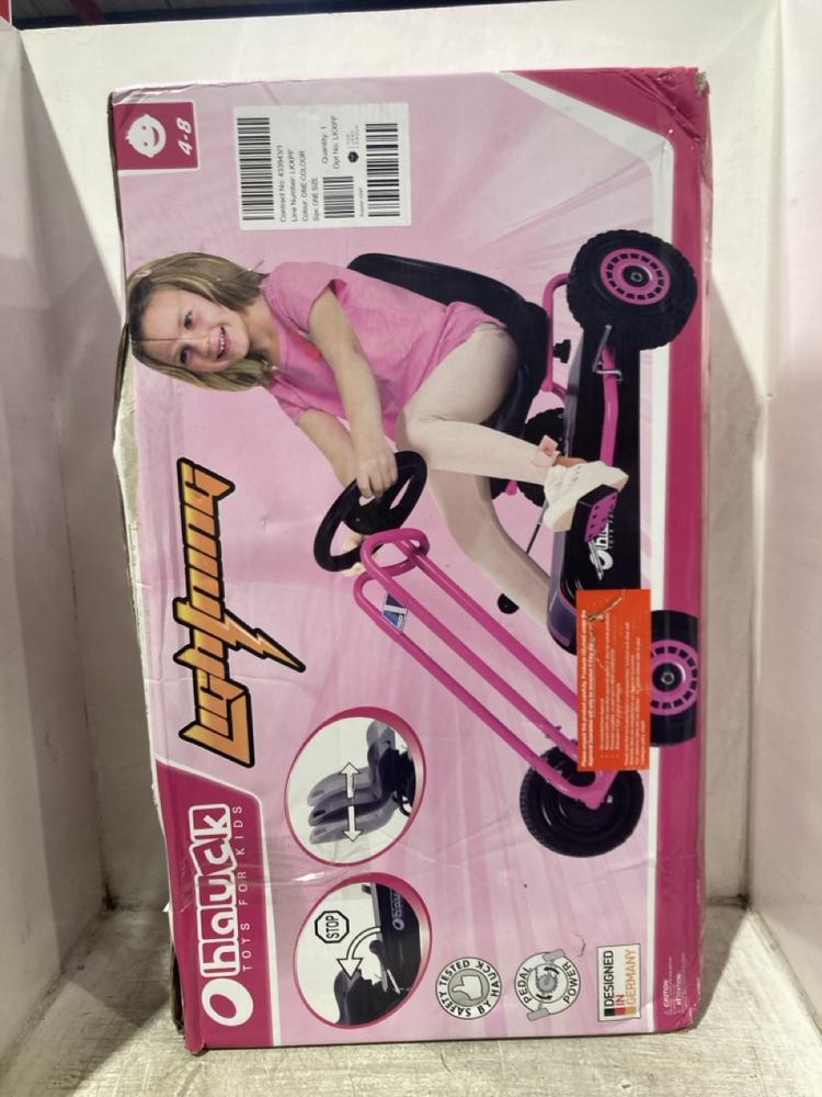 Lot 1163  
            Chesterfield SR45 - Parcel Delivery Only 

                
HAUCK LIGHTNING GO KART PINK (LOCATION: C5)
