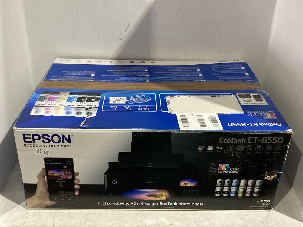 Lot 1177  
            Chesterfield SR45 - Parcel Delivery Only 

                
EPSON ECOTANK ET-8550 PRINTER ORIGINAL RRP £649 (LOCATION: C6)