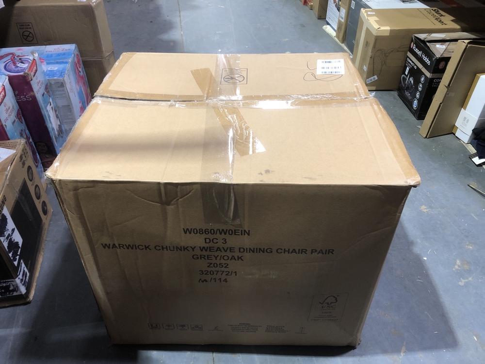 Lot 1197  
            Chesterfield SR45 - Parcel Delivery Only 

                
WARWICK CHUNKY WEAVE DINING CHAIR PAIR (LOCATION: C7)