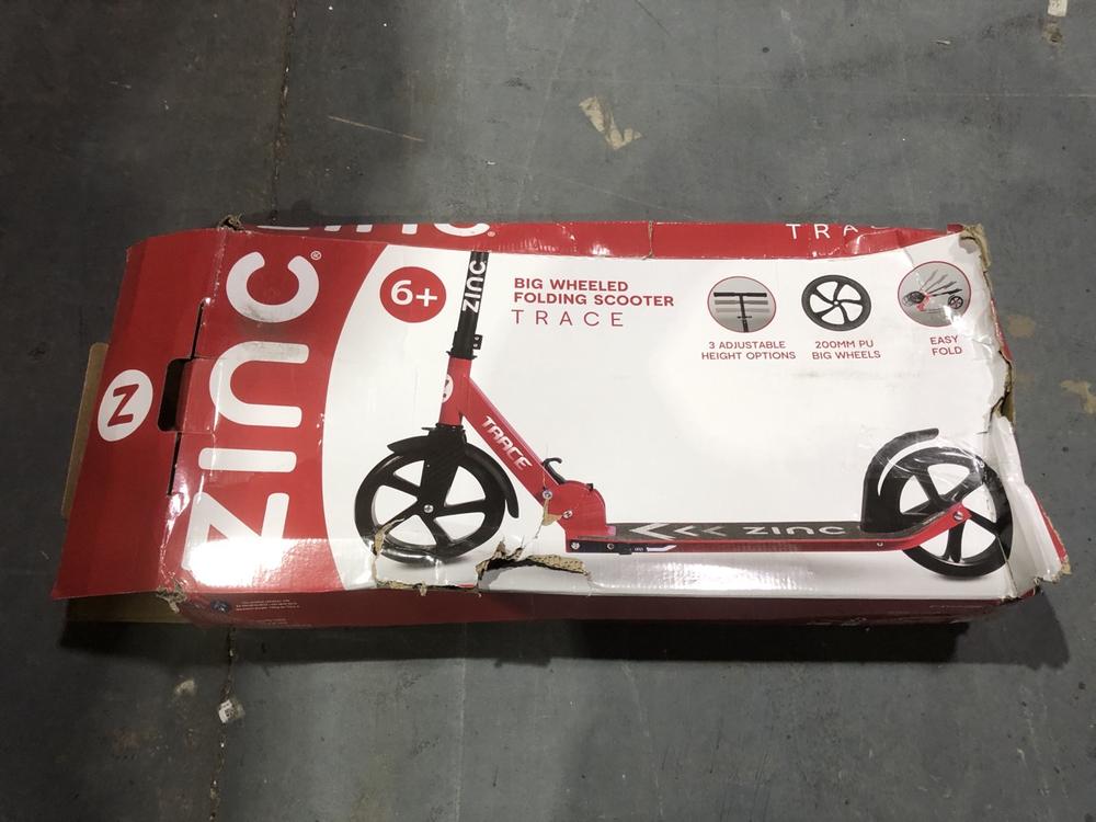 Lot 1244  
            Chesterfield SR45 - Parcel Delivery Only 

                
ZINC BIG WHEELED FOLDING SCOOTER TRACE RED (LOCATION: C9)