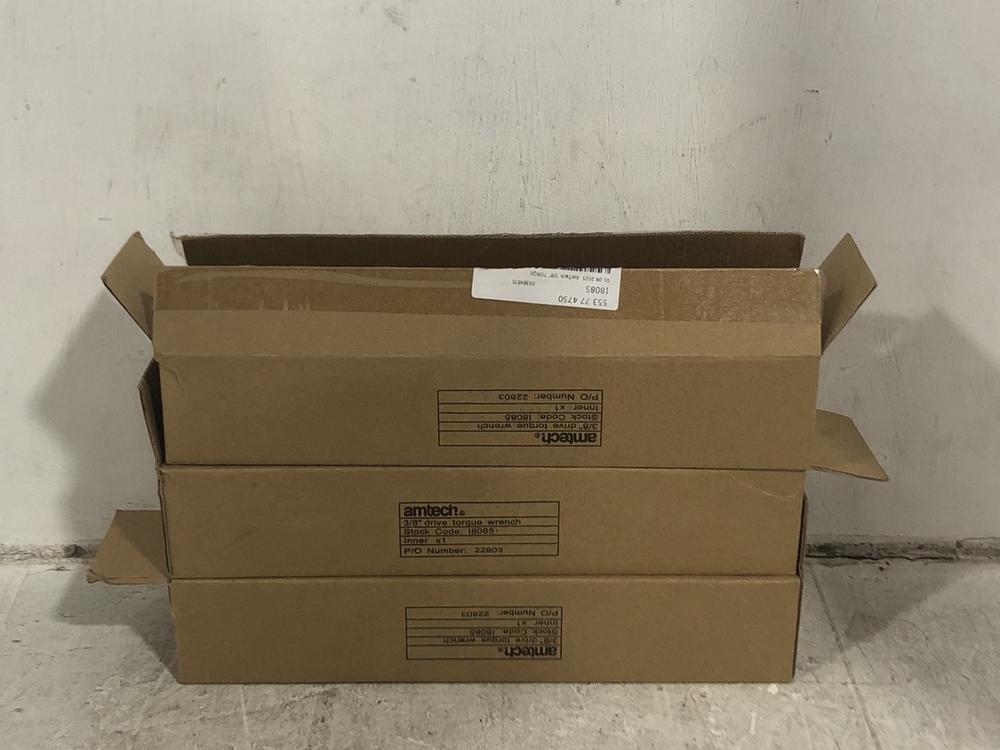 Lot 131  
            Chesterfield SR45 - Parcel Delivery Only 

                
3X AMTECH 3/8 DRIVE TORQUE WRENCH (LOCATION: F2)