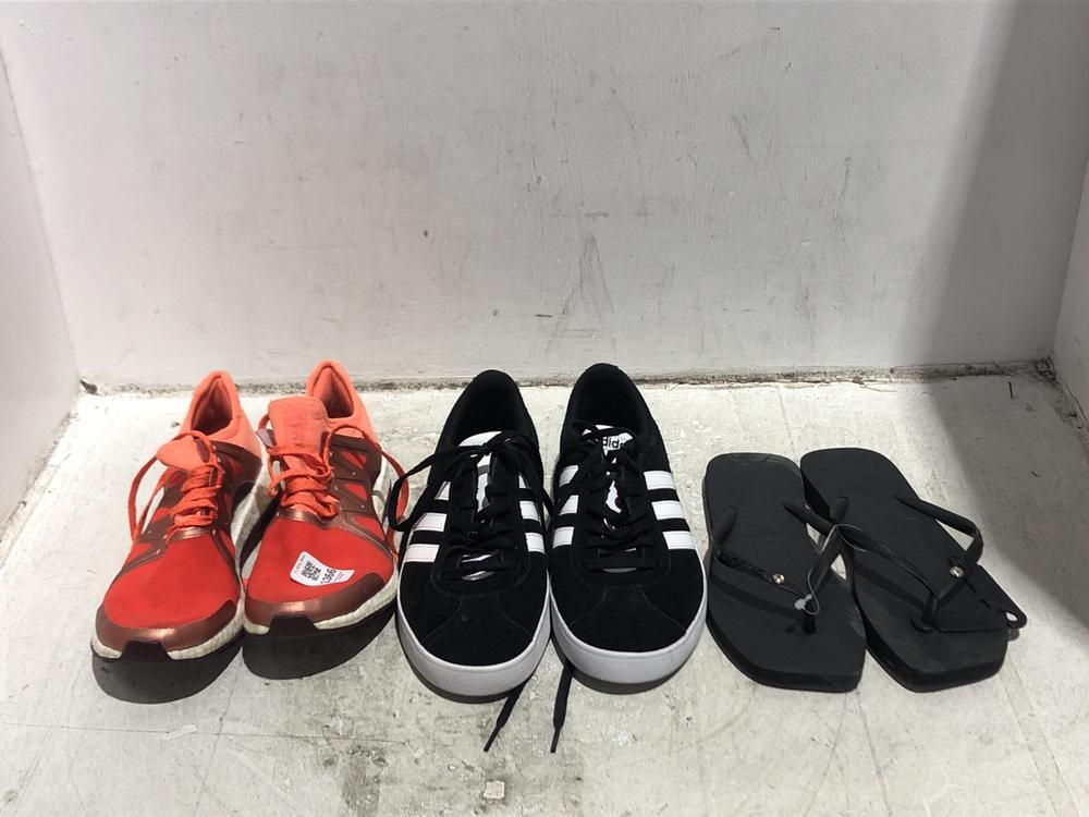 Lot 1366  
            Chesterfield SR45 - Parcel Delivery Only 

                
3 X ASSORTED ADULTS BRANDED SHOES TO INCLUDE ADIDAS TRAINERS IN BLACK/WHITE SIZE ...