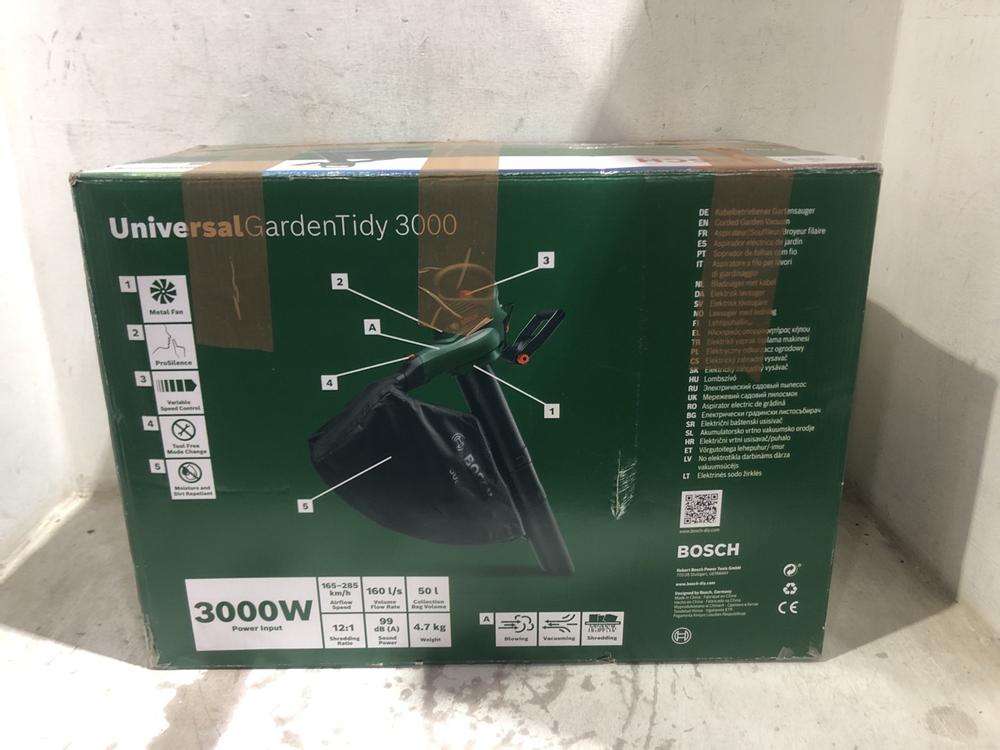 Lot 1501  
            Chesterfield SR45 - Parcel Delivery Only 

                
BOSCH UNIVERSAL GARDEN TIDY 3000 CORDED GARDEN VACUUM (LOCATION: B9)