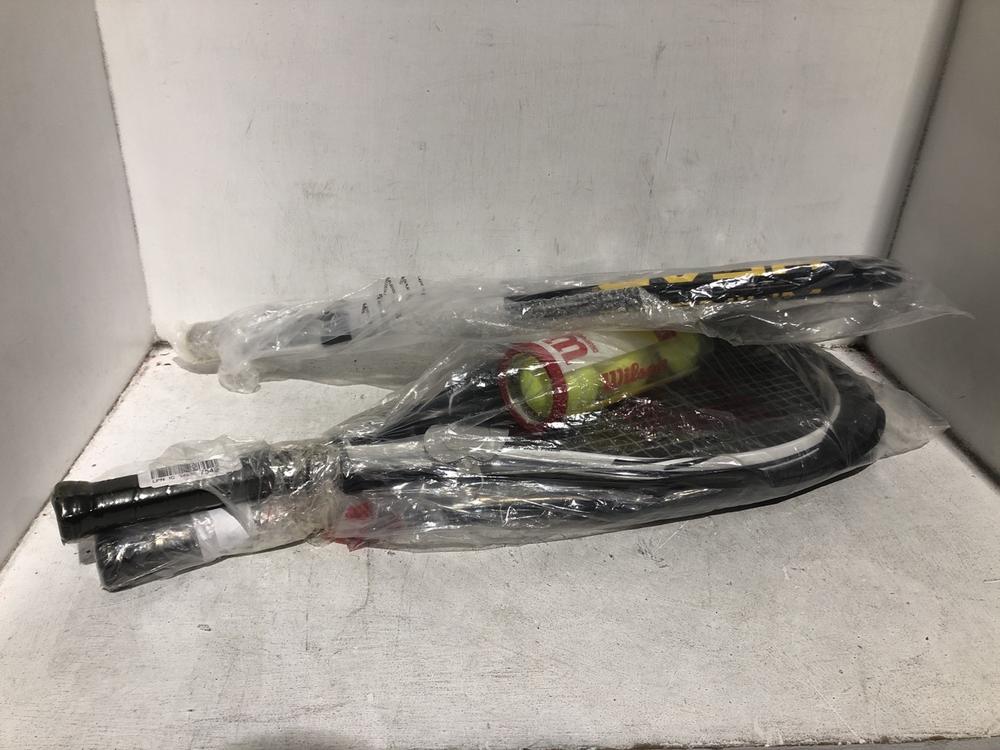 Lot 1543  
            Chesterfield SR45 - Parcel Delivery Only 

                
4 X ASSORTED TENNIS ITEMS TO INCLUDE WILSON 4 3/8 TOUR SLAM RACKET 3 (LOCATION: B10)