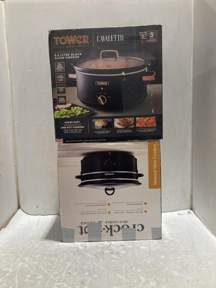Lot 1577  
            Chesterfield SR45 - Parcel Delivery Only 

                
CROCKPOT SLOW COOKER SLOW COOKER 6,5L TO INCLUDE TOWER .5L BLACK SLOW COOKER ROSE...