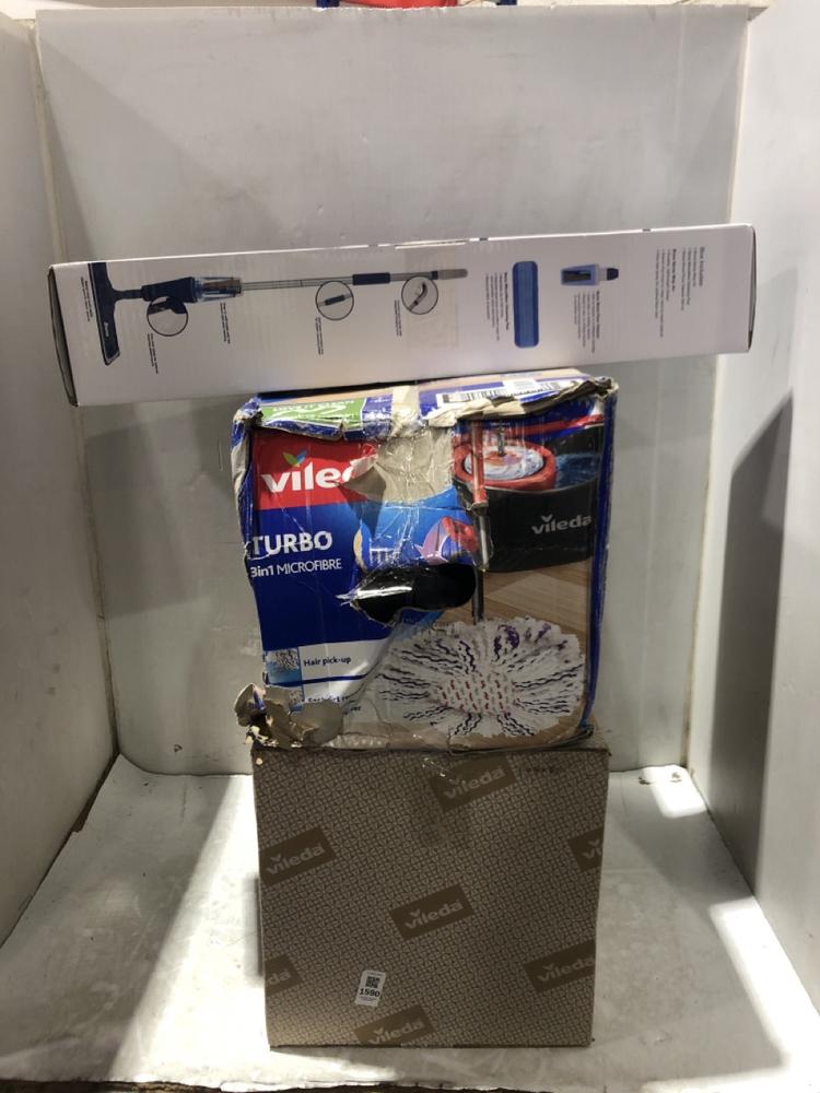 Lot 1590  
            Chesterfield SR45 - Parcel Delivery Only 

                
3X ASSORTED MOPS TO INCLUDE VIELDA MOP TURBO 3 IN 1 MICROFIBRE (LOCATION: A4)