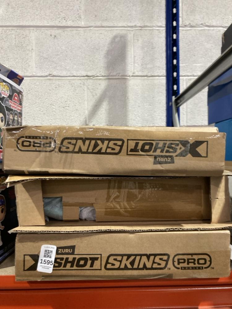 Lot 1595  
            Chesterfield SR45 - Parcel Delivery Only 

                
3X ASSORTED TOYS TO INCLUDE ZURU XSHOTS SKINS PRO SERIES (LOCATION: A4)