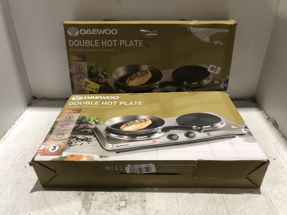 Lot 1604  
            Chesterfield SR45 - Parcel Delivery Only 

                
2X DAEWOOD DOUBLE HOT PLATE (LOCATION: A4)
