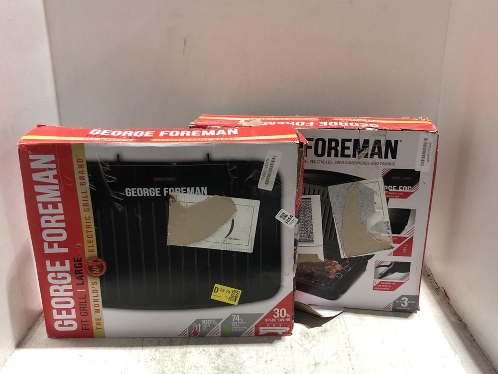 Lot 1654  
            Chesterfield SR45 - Parcel Delivery Only 

                
2 X GEORGE FOREMAN LARGE GRILL (LOCATION: A5)