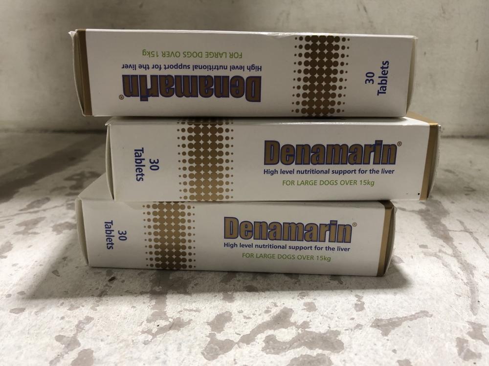 Lot 349  
            Chesterfield SR45 - Parcel Delivery Only 

                
3X PROTEXIN VETERINARY DENAMARIN HIGH LEVEL NUTRITIONAL SUPPORT FOR THE LIVER FOR...