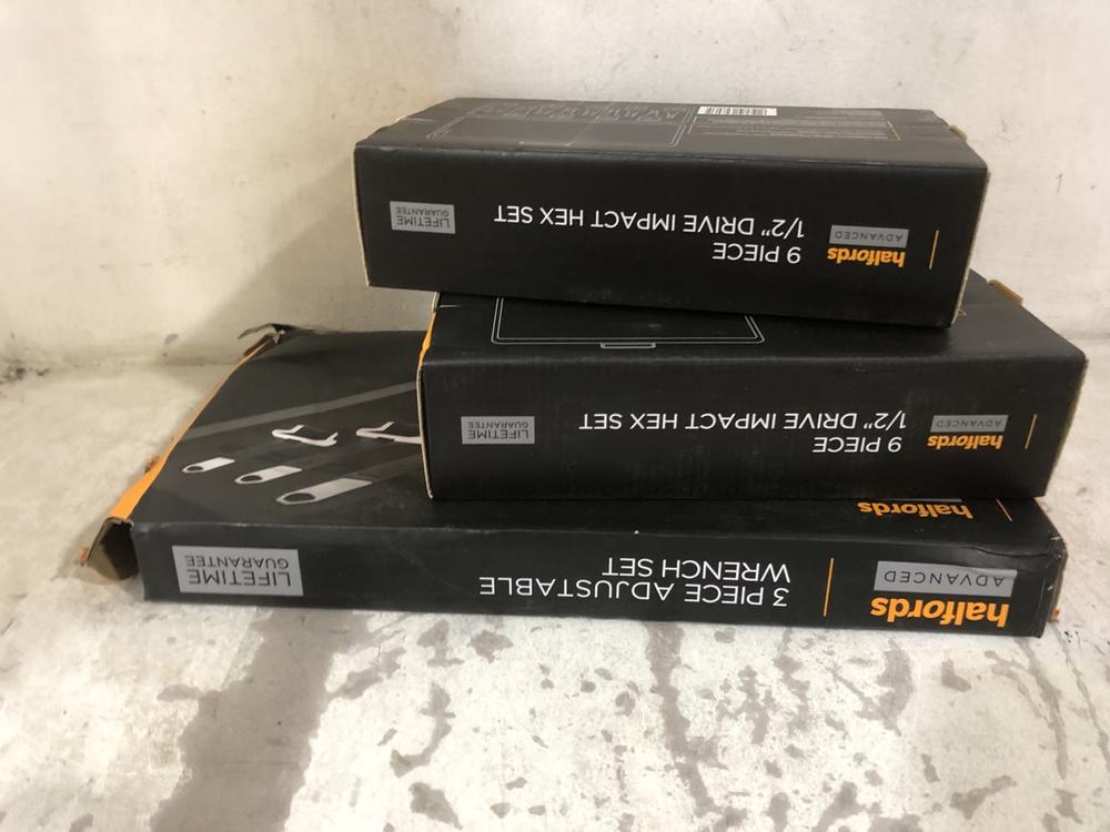 Lot 362  
            Chesterfield SR45 - Parcel Delivery Only 

                
3X ASSORTED TOOLS TO INCLUDE 3 PIECE ADJUSTABLE WRENCH SET (LOCATION: F7)