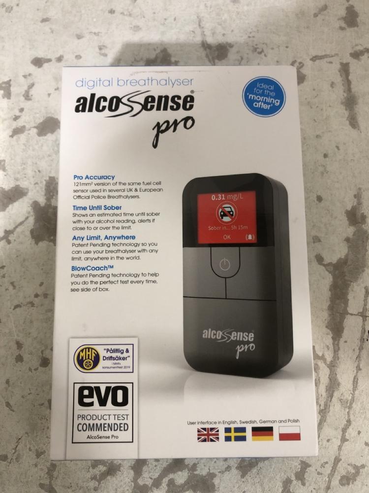 Lot 372  
            Chesterfield SR45 - Parcel Delivery Only 

                
DIGITAL BREATHALISER ALCOSENSE PRO (LOCATION: F7)