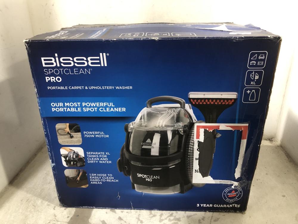 Lot 377  
            Chesterfield SR45 - Parcel Delivery Only 

                
BISSELL SPOT CLEAN PRO PORTABLE CARPET & UPHOLDTERY CLEANER (LOCATION: F7)