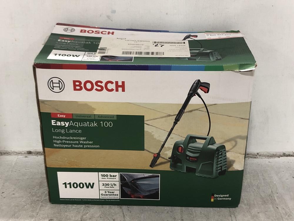 Lot 383  
            Chesterfield SR45 - Parcel Delivery Only 

                
BOSCH EASY AQUATAK 100 HIGH PRESSURE WASHER (LOCATION: F8)