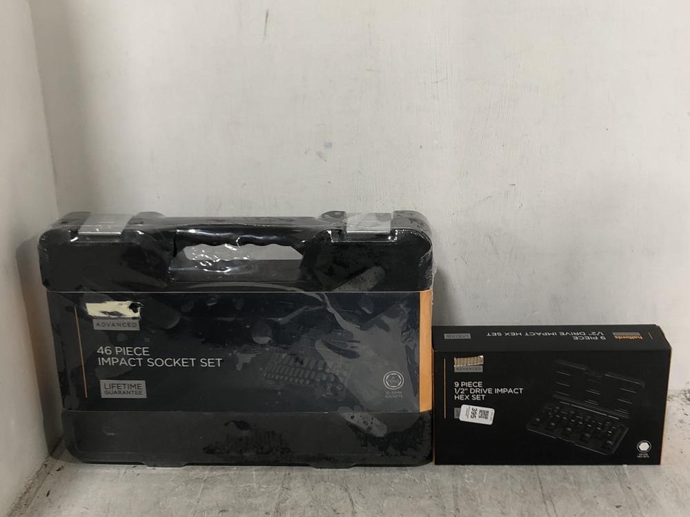 Lot 395  
            Chesterfield SR45 - Parcel Delivery Only 

                
9 PIECE 1/2 DRIVE IMPACT HEX SET TO INCLUDE 46 PIECE IMPACT SOCKET SET (LOCATION:...