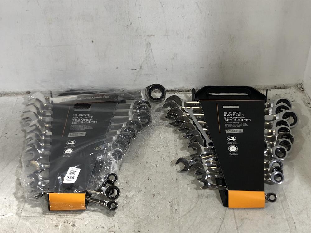 Lot 425  
            Chesterfield SR45 - Parcel Delivery Only 

                
2X 16 PIECE RATCHET SPANNER SET 8-24MM (LOCATION: F9)