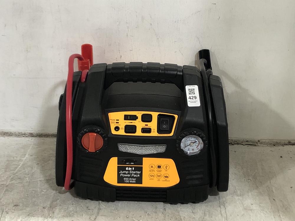 Lot 429  
            Chesterfield SR45 - Parcel Delivery Only 

                
6 IN 1 JUMP STARTER POWER PACK (LOCATION: F9)