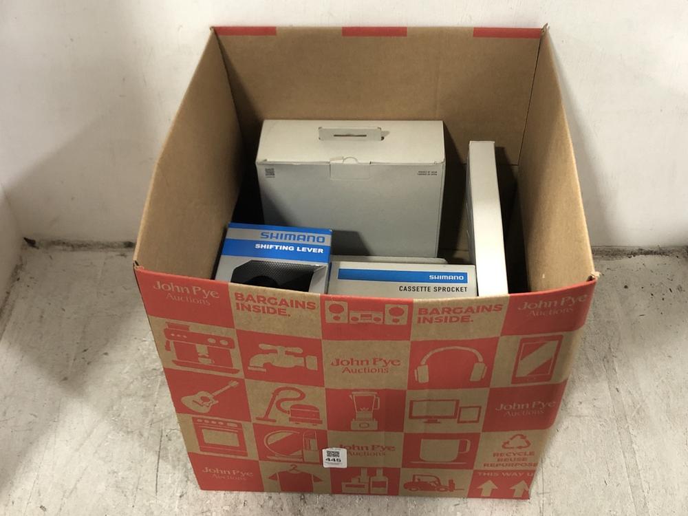 Lot 445  
            Chesterfield SR45 - Parcel Delivery Only 

                
5X ASSORTED BIKE PARTS TO INCLUDE SHIMANO CASSETTE SPROCKET CS-R7000 11S 11-30T (...