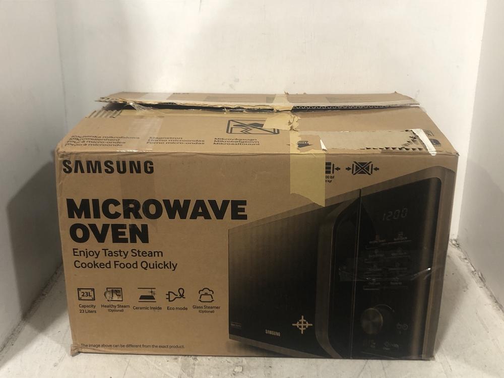 Lot 472  
            Chesterfield SR45 - Parcel Delivery Only 

                
SAMSUNG MICROWAVE OVEN M23K3555FK (LOCATION: E1)