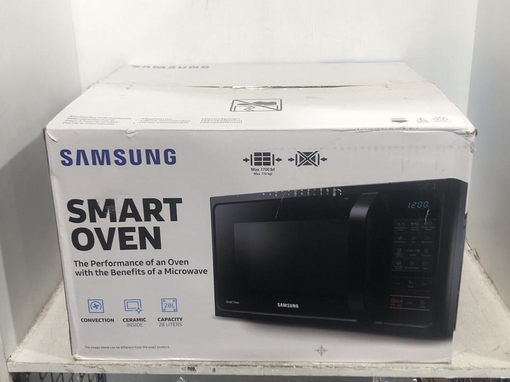 Lot 477  
            Chesterfield SR45 - Parcel Delivery Only 

                
SAMSUNG MICROWAVE OVEN MC28H5013AS (LOCATION: E1)