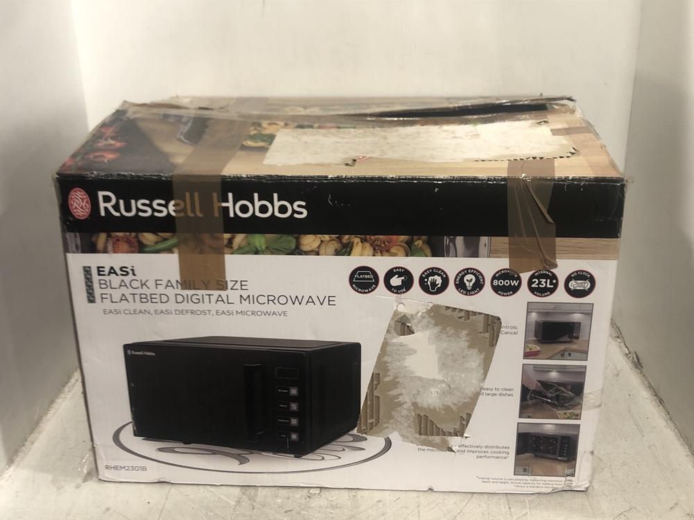 Lot 478  
            Chesterfield SR45 - Parcel Delivery Only 

                
RUSSELL HOBBS FLATBED DIGITAL MICROWAVE RHEM2301B (LOCATION: E1)