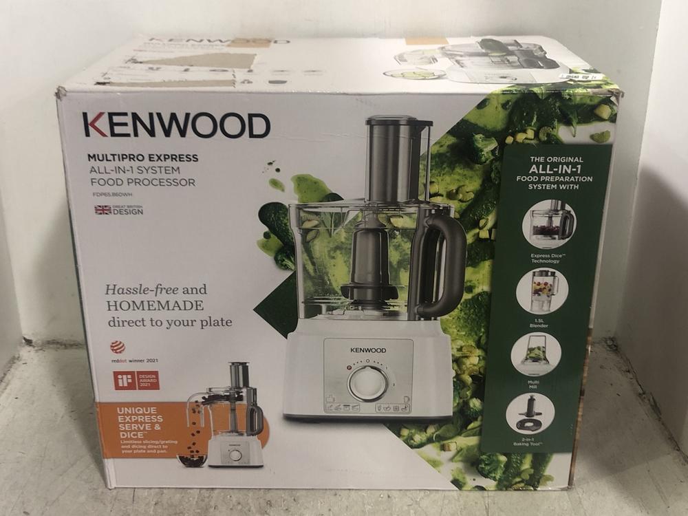 Lot 488  
            Chesterfield SR45 - Parcel Delivery Only 

                
KENWOOD MULTI EXPRESS ALL IN 1 COOKING SYSTEM FOOD PROCESSOR (LOCATION: E1)