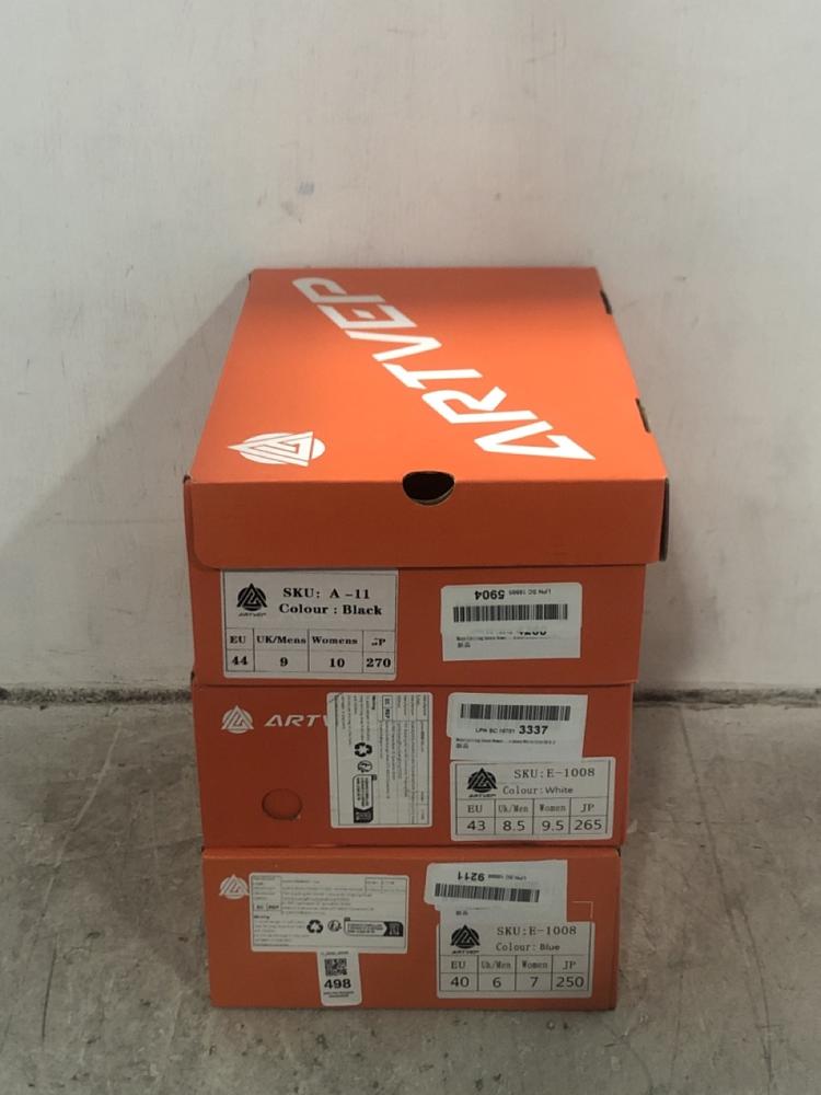 Lot 498  
            Chesterfield SR45 - Parcel Delivery Only 

                
3X ASSORTED CYCLING SHOES TO INCLUDE ARTVEP A-11 BLACK MENS CYCLING SHOES UK SIZE...